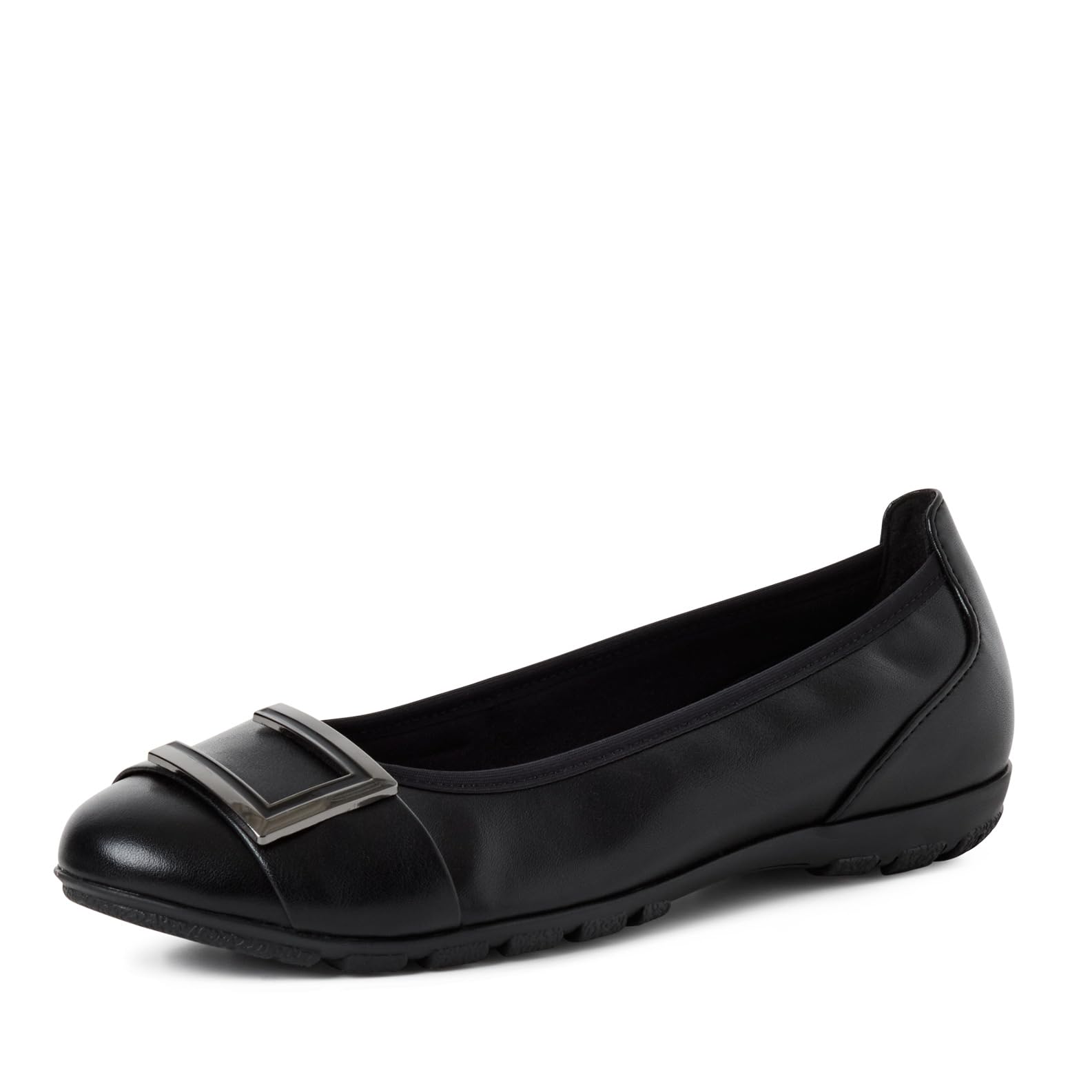 MARCO TOZZI Women Ballet Flats Soft Feel Me Footbed Soft Lining Comfortable, Black (Black), 7.5 UK