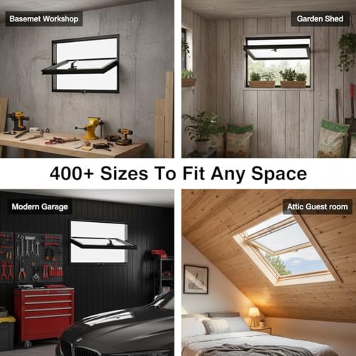 Ventana de aluminio giratoria con vidrio templado negro para ventilación 8