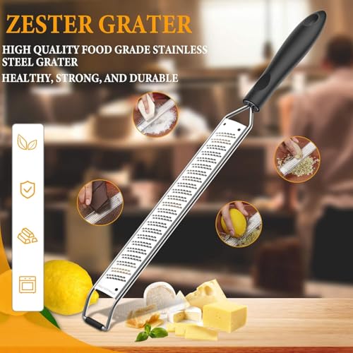 Lemon Zester & Heavy Duty Cheese Grater - Vegetable, Garlic, Nutmeg, Chocolate, Fruits, Ginger Shredder - Stainless Steel (Black) - image 4