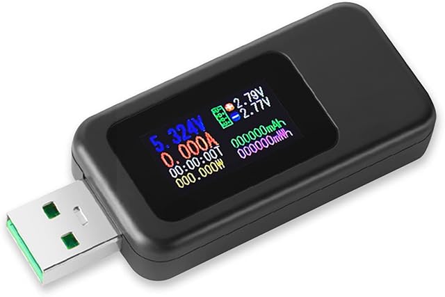 USB 3.0 Tester Power Meter 4-30V 0-6.5A USB Voltage and Current Tester Detector, Digital Volmeter Ammeter Power Bank Capacity Tester with IPS Color Display