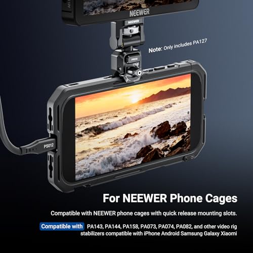 Image of NEEWER Quick Release Monitor Mount for Phone Cage, Video Rig Stabilizer Mobile Photography Accessories Holder Compatible with iPhone Samsung Android F700 Camera Field Monitor, PA127
