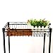 YOHKOH 3-Tier Metal Rolling Utility Cart, Storage Trolley Cart with Mesh Baskets and Lockable Wheels for Bathroom Kitchen Office Black (Black1)