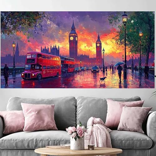 Peinture Diamant Londres 80x240cm : Chef-d'œuvre d'Art Crystal 5D Grand Format pour Adulte