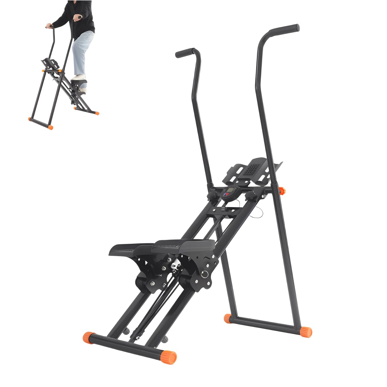 Stair Stepper für Home Gym, Steppers Faltbare Tragbares Pedal, Cardio Übung, Einstellbarem 3 Stufen Widerstand, LCD-Display, Tragfähigkeit 120kg, Fitnessgeräte für Zuhause, Schwarz