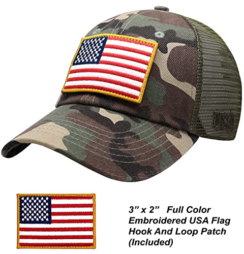 Image of Antourage American Flag Unconstructed Unisex Mesh Snapback Baseball Hat Cap for Men and Women +2 Patriotic Patches Included