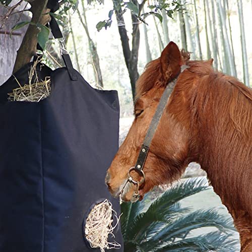 SYFUNLV Heusack,Großes Oxford-Stoff Pferd Fütterung Heutasche,Stabiler Heusack für Pferde zur artgerechten Fütterung,mit vielen Freßöffnungen, Starke Ausführung groß Breite, gesundes Füttern, schwarz Cover