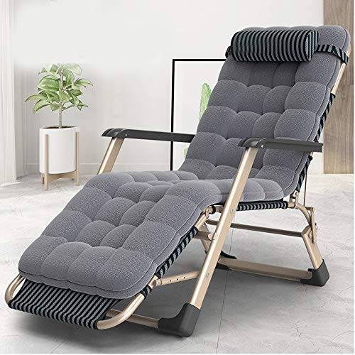 Preisvergleich Produktbild Relaxliege Liegestuhl, Verstellbar Freizeitliege, Gartenliege Klappbar Sonnenliege, Aluminiumrahmen Dreibeinliege Mit 5 Cm Dicker Matratze, Abnehmbares Kopfkissen, Bis 200 Kg Belastbar, Anthrazit,E