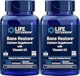 Life Extension Bone Restore Calcium Supplement with Vitamin K2, 120 Capsules (Pack of 2)