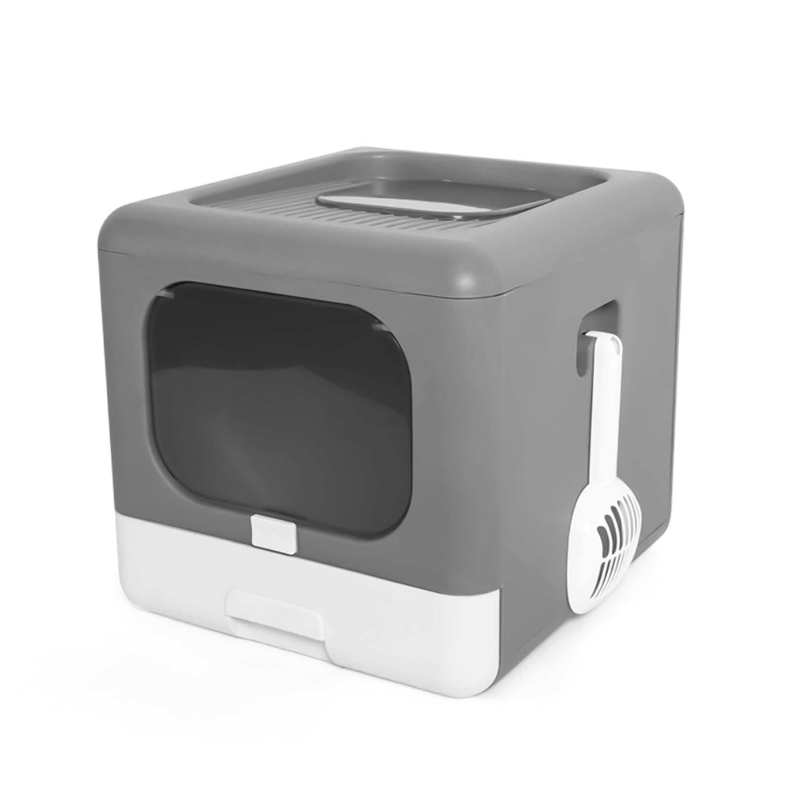 Lettiera con Gatto Grande Portatile Portatile Pieghevole Box Completamente Chiuso in Vasino Entry Entry Olest Cotto di Uscita Grigio Grigio (GREY)