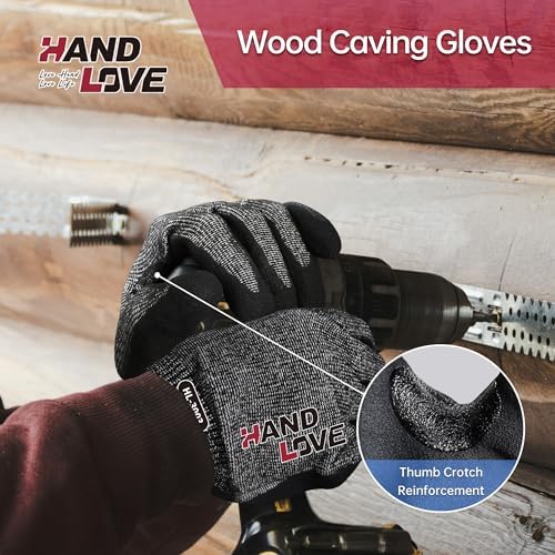 HandLove Cut Resistant Gloves – ANSI A9 Cut Proof Safety Work Gloves | Sandy Nitrile Anti-Slip, Touchscreen, Durable, PFAS Free | Wood Carving, Gardening, Glass Cutting, Car Repair – Yellow,1Pair,L - Image 4