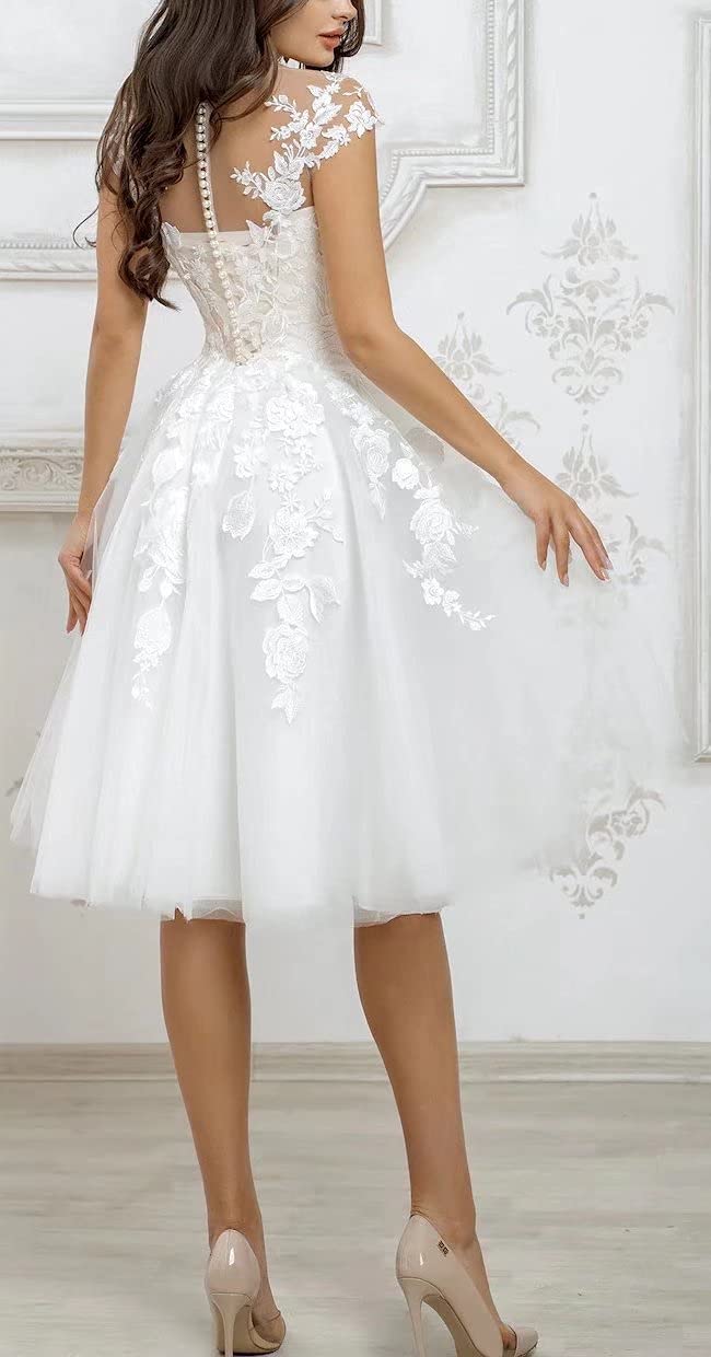 Abito da Sposa Corto in Pizzo delle Donne Abito da Sposa, Avorio 06, 36