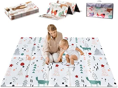 ieBabay Baby Play Mat, Large Foldable Foam Floor Play Mat for Babies,Toddlers, Infants,Kids,Anti- Slip Soft Baby Crawling Mat,Reversible Waterproof Playmat,Travel Bag Included,79"x59"