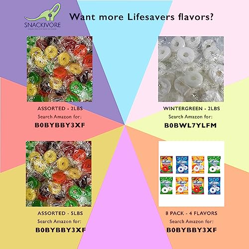 Life Savers Hard Candy Bulk 5Lb Bag Of 5 Flavors Of Lifesavers Hard Candy- Cherry, Raspberry, Watermelon, Orange, And Pineapple Lifesavers Individually Wrapped By Snackivore. #TOP2