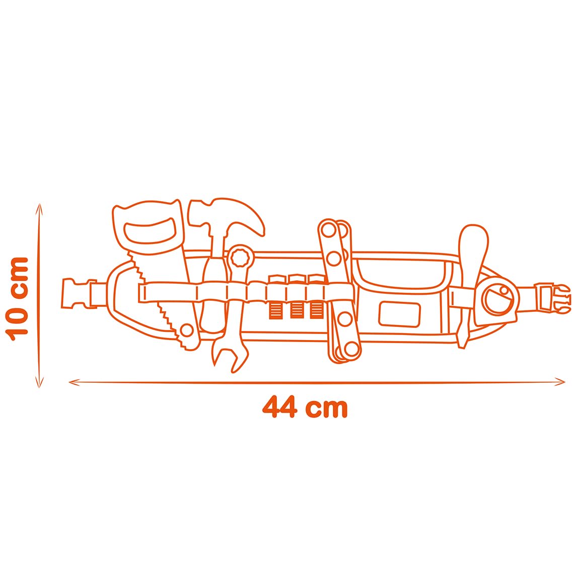 Smoby - Black+Decker - Cintura portautensili - Cinghia regolabile - 14 accessori - Sega, cacciavite, chiave combinata, metro a nastro, viti, righelli, dadi - Dai 3 anni