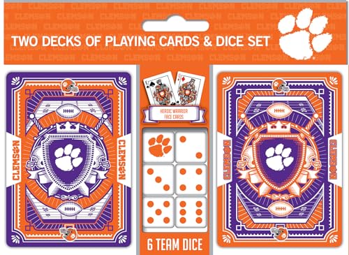 Image of Masterpieces Officially Licensed NCAA Clemson Tigers 2-Pack Playing cards & Dice set for Adults
