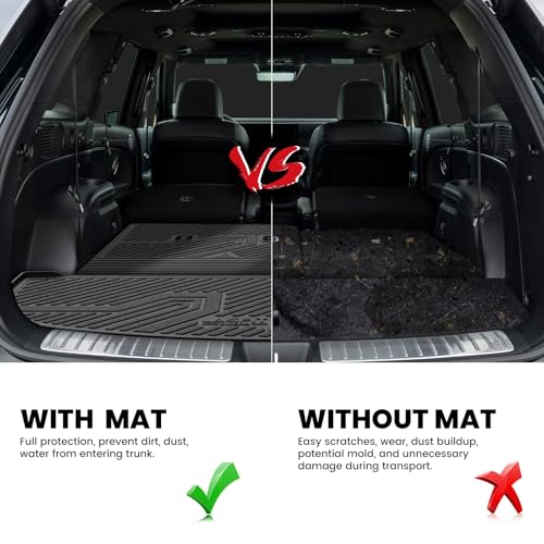 Image of LASFIT Cargo Mats for Hyundai Palisade 2026 | All Weather TPE Custom Fit Cargo Trunk Mat & Backrest Mats Accessories, Black