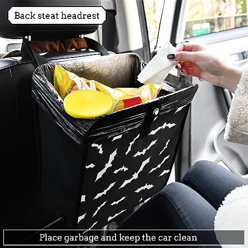 Image of Bat Car Trash Can Black Foldable Hanging Bin Auto Garbage Can Leak-Proof Organizer(Large)