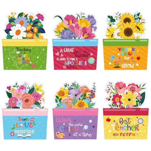 CCINEE 24pcs Teacher Appreciations Gift Cards Holder Bulk Handmade Flower Money Greeting Card Sleeves for End of School Graduation Thank You Teacher Staff Gift