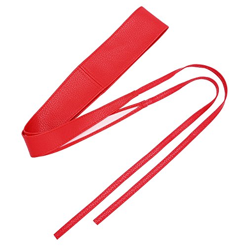 CHIC DIARY Fashion Women Faux Leather Bow Tie Waistband Elastic Stretch Waist Strap Cummerbund Waist Band Belt for Dress4