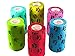 4 Inch Vet Wrap Tape Bulk (Black Paw Prints on Yellow, Red, Teal, Blue, Neon Green, and Neon Pink) (Pack of 24) Self Adhesive Adherent Adhering Flex Bandage Grip Roll for Dog Cat Pet
