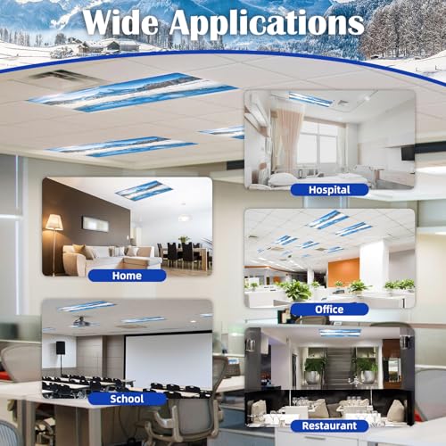 Image of ANGSYLTH 8 Pcs Fluorescent Light Covers - 4 x 2 Feet Covers for Ceiling Lights, 8 x 10 Magnetic Light Filters for Classroom, Office, Hospitals (Winter - Snow)