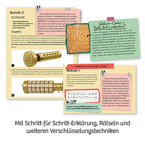 Kosmos 658076 Geheim-Codes, Baue ein eigenes Zahlen-Geheimversteck, Codes knacken, Nachrichten und Geheimnisse verschlüsseln, Experimentierset für Kinder ab 8 - 11 Jahre, Kryptex Mitbringsel Geschenk, silver – Bild 6