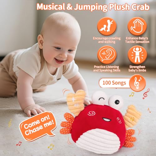 Krabbe Baby Spielzeug 6 7 8 9 10 11 12 Monate, Musikalische Krabbelspielzeug, Babyspielzeug Neugeborenes Geschenk 1 2 Jahre Junge Mädchen-Verstellbare Lautstärke, 100 Lieder und Aufnahmefunktio