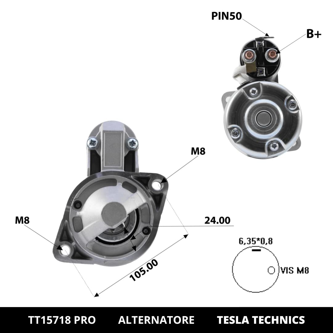 TT15718 PRO Motorino di avviamento per auto 12V, 0.70/0.90 KW. Compatibili con HYUNDAI, MITSUBISHI. Eccellente rapporto qualità-prezzo. Installazione facile e garanzia.