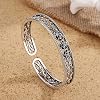 FUTIMELY Silver Leaf Vintage Adjustable Feather Bracelet Trendy Hollow Rose Flower Leaves Cuff Bangle Wedding Bangle for Women Men #4