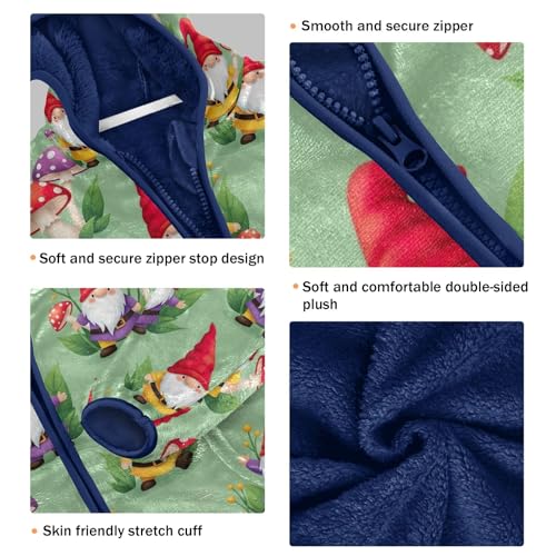 Cute Gnomes Green Boys Zip up Hoodie, Comfy Light Sweatshirt Jacket 3T3