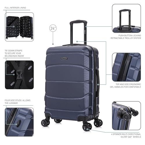 Image of DUKAP SENSE 24-Inch Medium Hardside Spinner Luggage Durable Zippered Blue