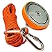 Woodland Home Magnet Fishing Kit 880LB with Rope 2000LB, Gloves and Durable Rubber Protector, Powerful Neodymium Lift Magnet, Rubber Protector | 5.3in(135mm)