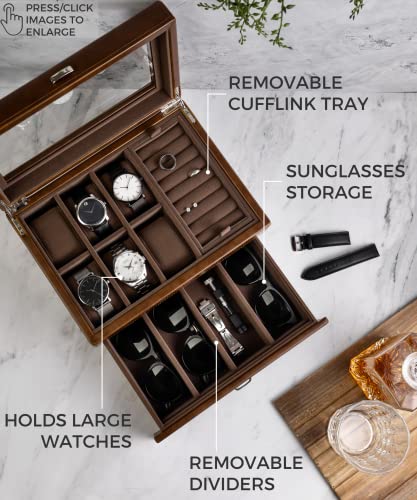 Tawbury 6 Watch Jewelry Box For Men - Jewelry And Watch Box Organizer For Men Watch Case 6 Slot | Male Jewelry Box With Watch Storage | Watch Display Case Glass #TOP1