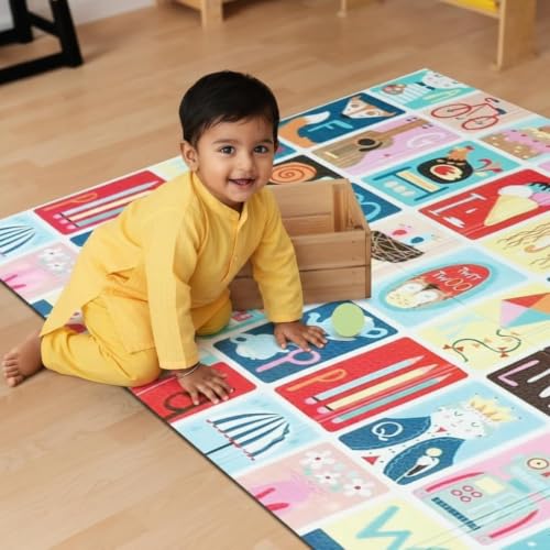 Image of Extra Large Reversible Baby Play Mat | 6.5x5 ft, 8mm Thickness | Baby Mats for Floor, Play Mat, Mat for Kids Playing, Baby Crawling Mat, BPA Free, Waterproof & Foldable - Alphabets