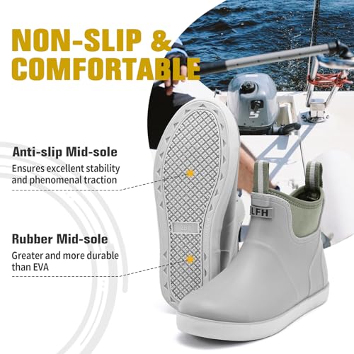 Men's Deck Boots, Waterproof Ankle Rain Boots Men Anti-Slip Traction, Outdoor Rubber Fishing Garden Boots High-Performance Shoes for Farming - Image 3