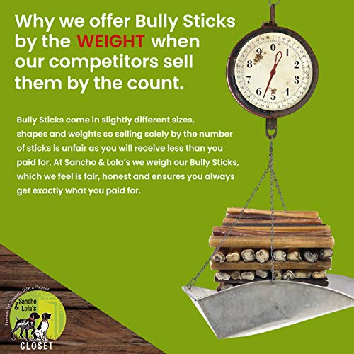 Sancho & Lola's Closet 10"-12" Crunchy Bully Sticks For Dogs Made In Usa Grass-Fed, Boutique Grain-Free High-Protein Treats (6 Inch Also Available) #TOP4