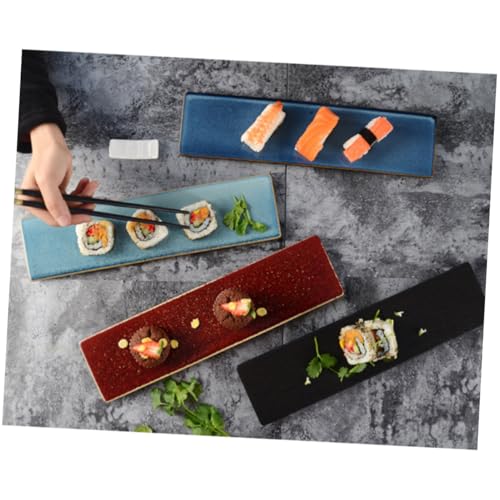 Plato rectangular de cerámica estilo japonés para sushi miniatura 6