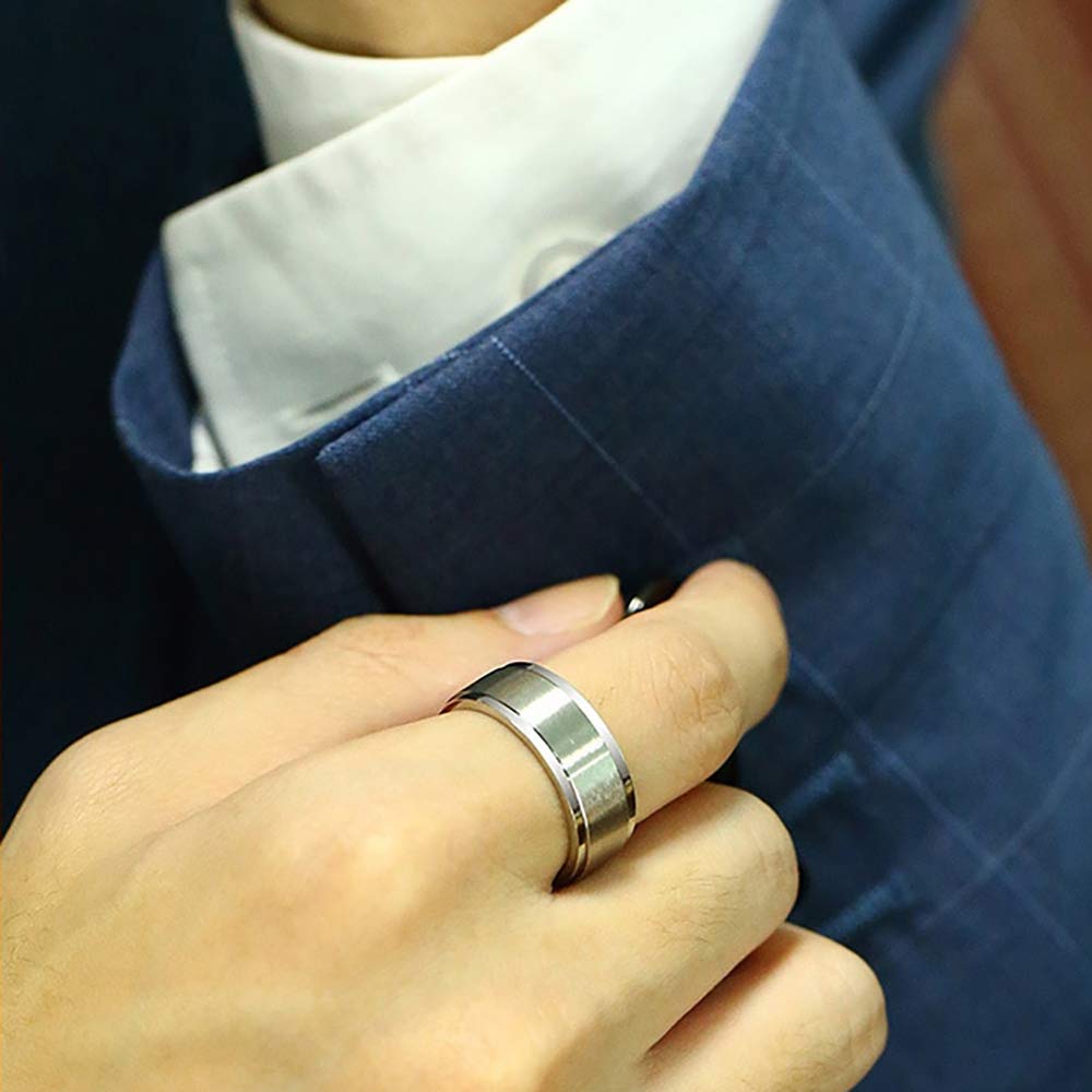 ZENSE - Bague tournante pour homme de couleur argent mate ZR0158