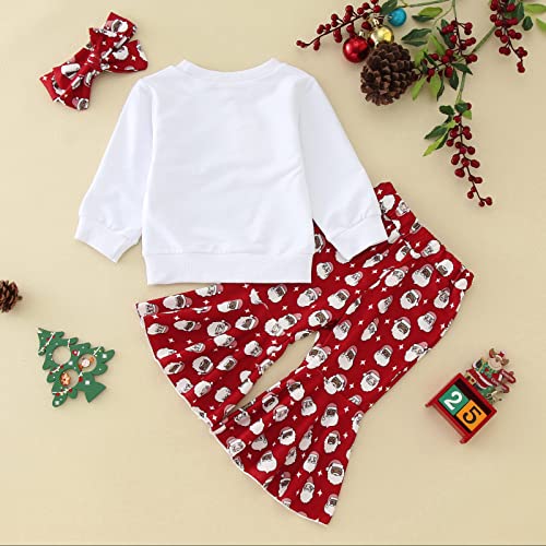 Conjunto de saia para bebês meninas de Natal manga longa com estampa de Papai Noel camiseta tops boc