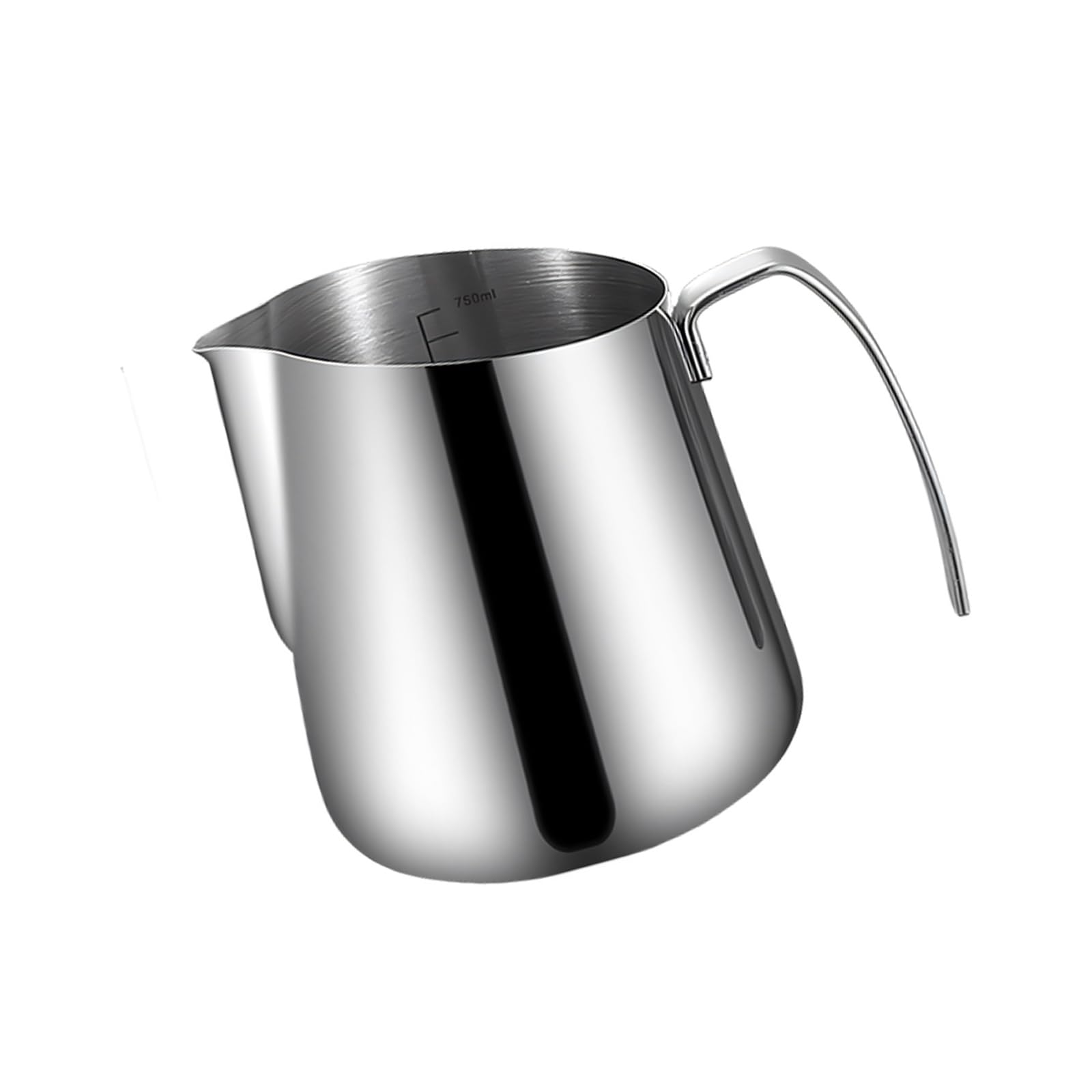 Mekalero Frothing Pitcher for Coffee Prep, Stainless Steel with Marked Interior, Angled Pour Spout and Easy Hold Side Handle Pour Spout and Grip Handle for Coffee Prep
