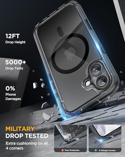 Image of Miracase for iPhone 17 Case 6.3'', Full-Body Bumper Military Drop Protection Outdoor Phone case with Built-in Glass Screen &Camera Control,Easy Installation,No Gap,Compatible with MagSafe,Clear Black