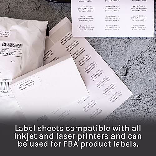 Premium Label Supply White Address Sticker Labels – 2.625” X 1" – Laser/Inkjet Compatible – (30 Labels/Sheet), 500 Sheets - 15,000 Total Adhesive Fba Labels #TOP2