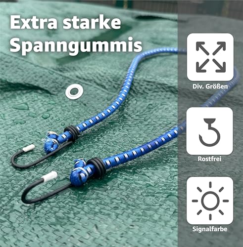 10er Expander mit Haken - Extra Starke Spanngummis - Gepäckspanner zur Befestigung - Spanngurte zur Ladungssicherung bei Transport - Autozubehör