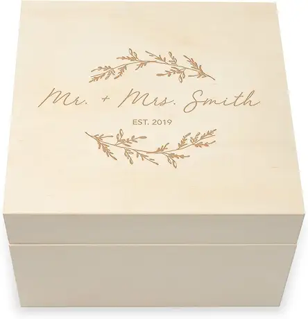 WEDDINGSTAR Custom Engraved Wooden Keepsake Gift Box with...