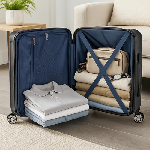 World Traveler Dejuno Beaumont Lightweight Hardside Expandable Spinner Luggage, Black, 3-Piece Set(20in,26in,30in)3