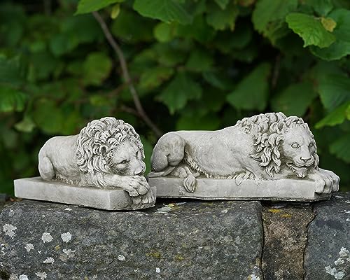 Par de estatuas de piedra de león Canova | Escultura clásica italiana de leones para jardín al aire libre