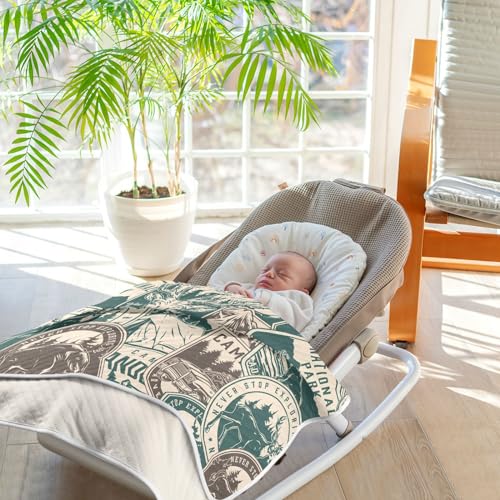 Image of Baby Swaddle Blanket for Boys Girls Soft Warm Stroller Throw Blanket for Newborn Infant Toddler 30X40in Camping National Park Colorful Labels Emblems