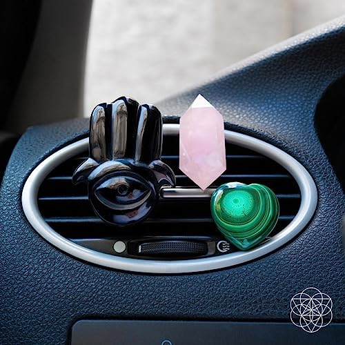 Conscious Items - Hamsa Hand of Safe Travels Aromatherapy Car Kit - Crystal Accessories - Car Charms - Ornament - Vent Accessories - Gifts for Women