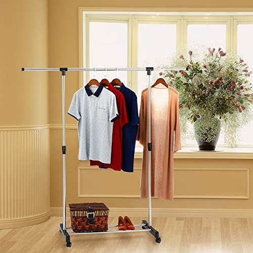 SUNPACE Rolling Garment Rack Small SUN002 Steel Hanging Black Garment Storage Rack