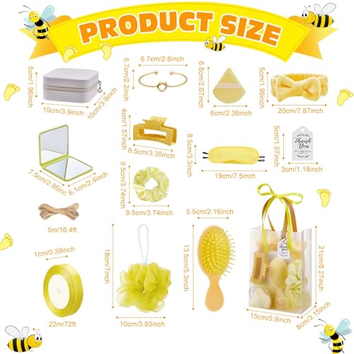 74Pcs Baby Shower Prizes for Game Winners Baby Shower Favors Gifts including Headband Hair Brush Jewelry Box with Gift Bag for Baby Shower Game Prizes Wedding Bridal Shower Favors (Yellow)
